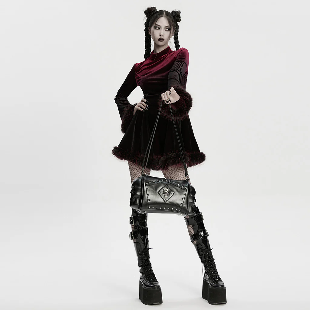 Punk Metal Leather Skull Bag - Image 3