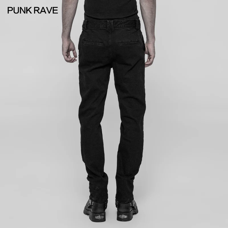 Punk Metal Pattern Buttons Splicing Pants Men's Uniform Trousers - Image 3
