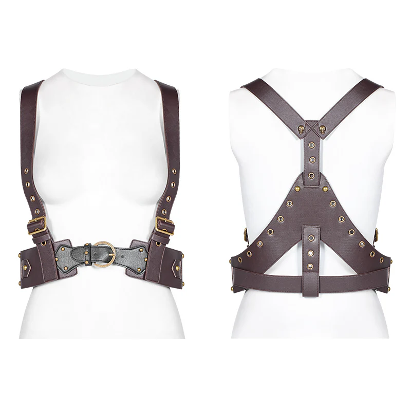 Punk Non-stretchy PU Leather Vest Accessories - Image 11