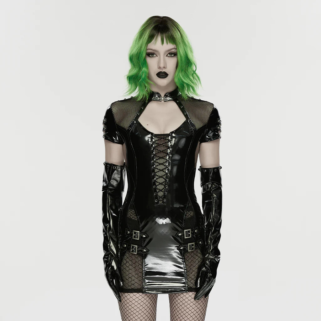 Punk patent leather dress