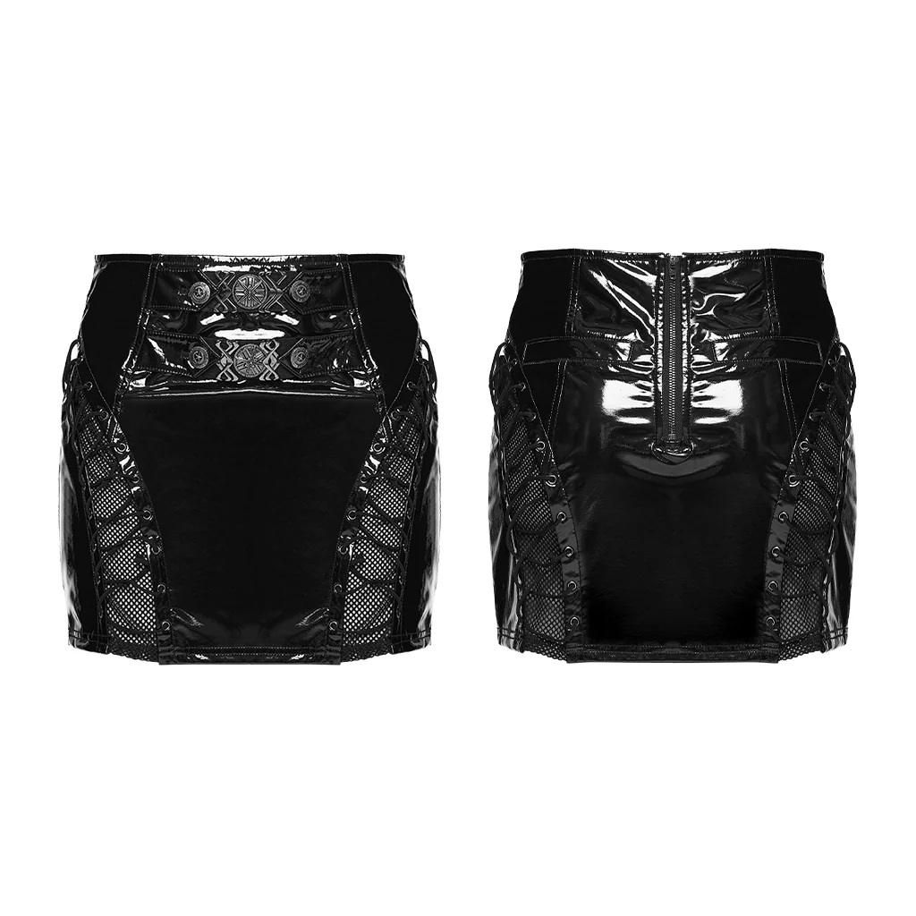 Punk patent leather military skirt - Image 5