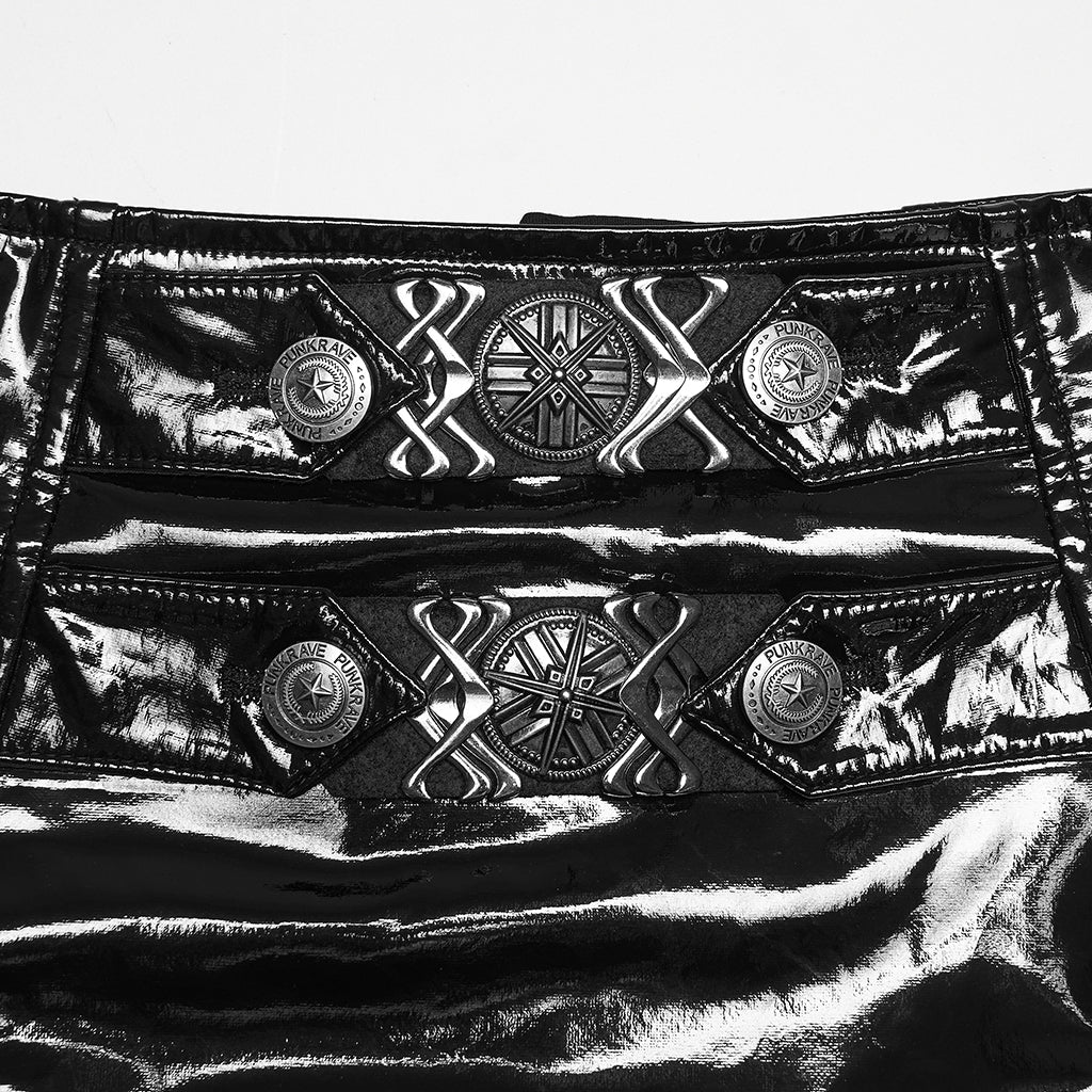 Punk patent leather military skirt - Image 6