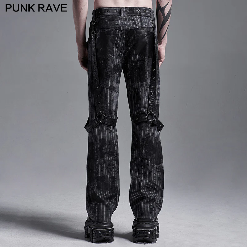 PUNK print striped Loose straight pants - Image 3