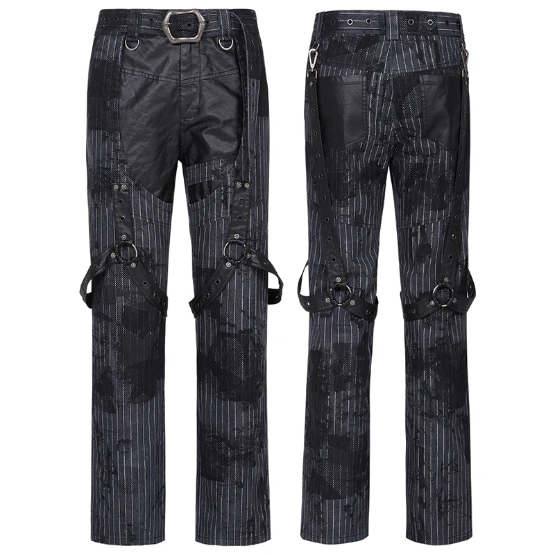 PUNK print striped Loose straight pants - Image 4