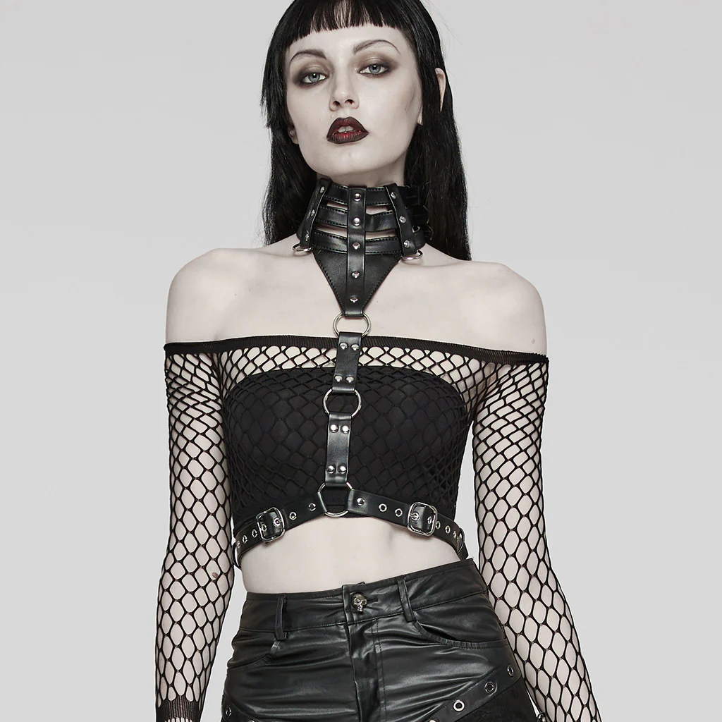 PUNK PU Leather Choker Harness - Image 3