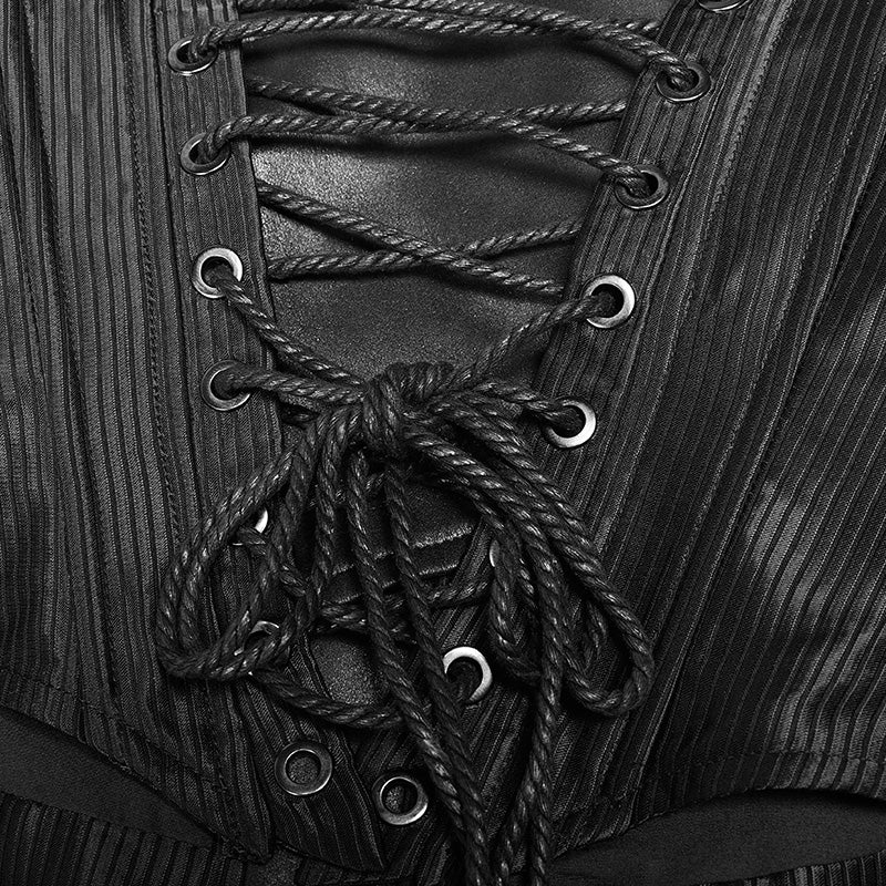 Punk PU Tight-fitting Short Corset With Cross Lace-up Back - Image 5