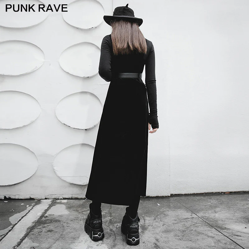 "PUNK" series velvet suspender double high-waisted dress - Image 3