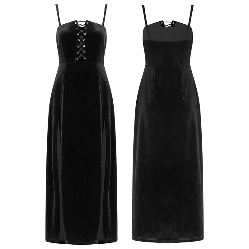 "PUNK" series velvet suspender double high-waisted dress - Image 4