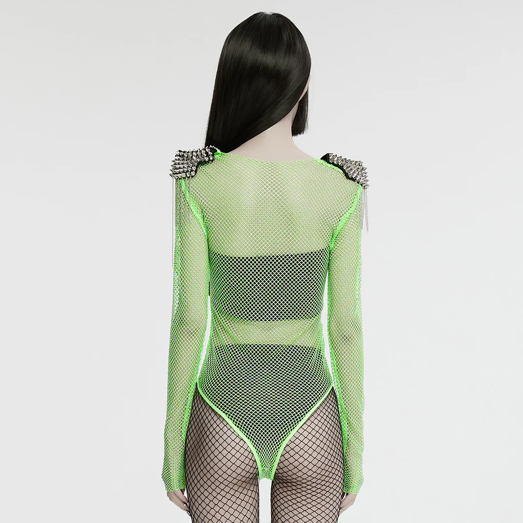Punk sexy rhinestone mesh bodysuit - Image 10