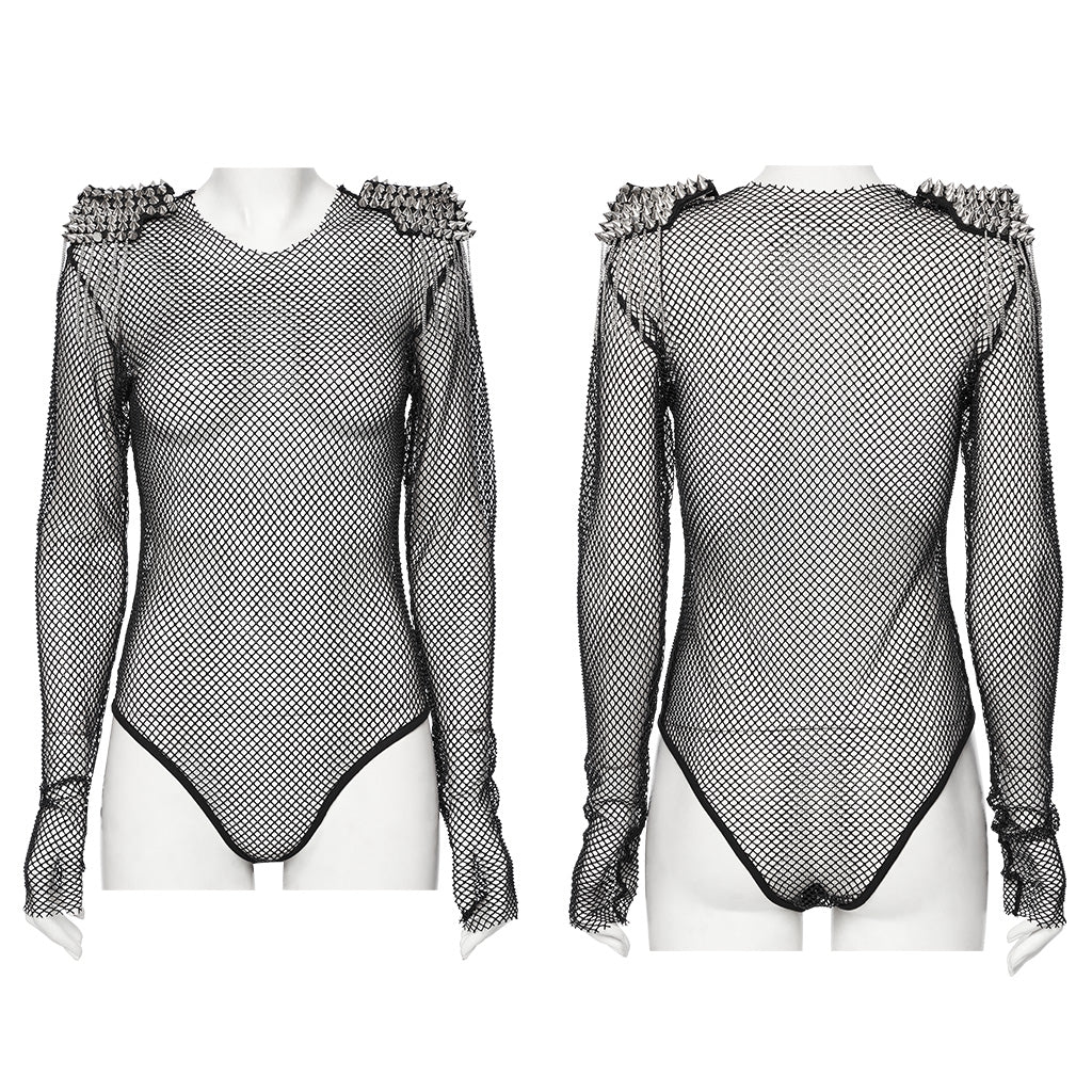 Punk sexy rhinestone mesh bodysuit - Image 5