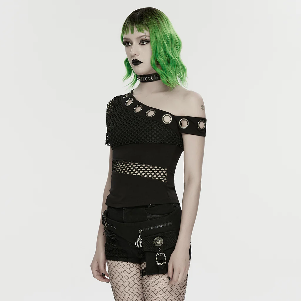 Punk Slant Shoulder T-shirt - Image 2