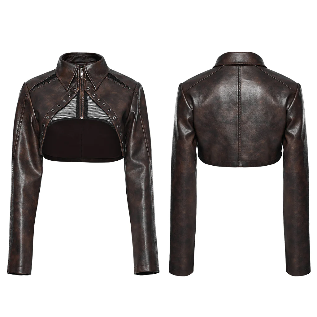 Punk Spikes Short Leather Jacket - Image 12