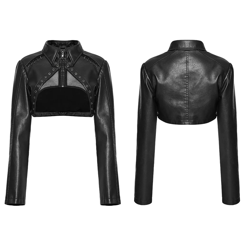 Punk Spikes Short Leather Jacket - Image 3
