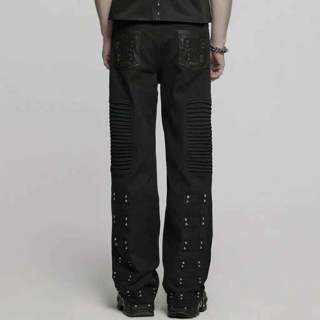 Punk street cracked leather pants - Image 3