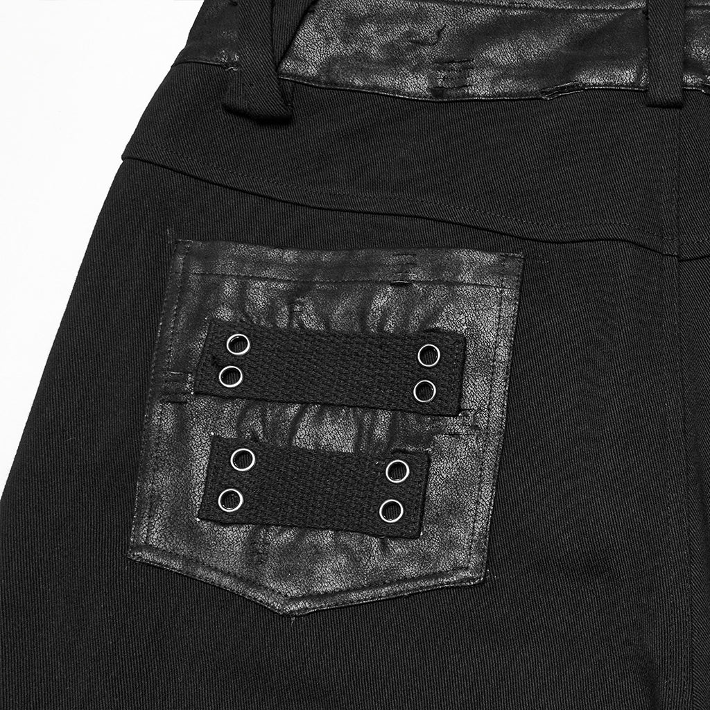 Punk street cracked leather pants - Image 9