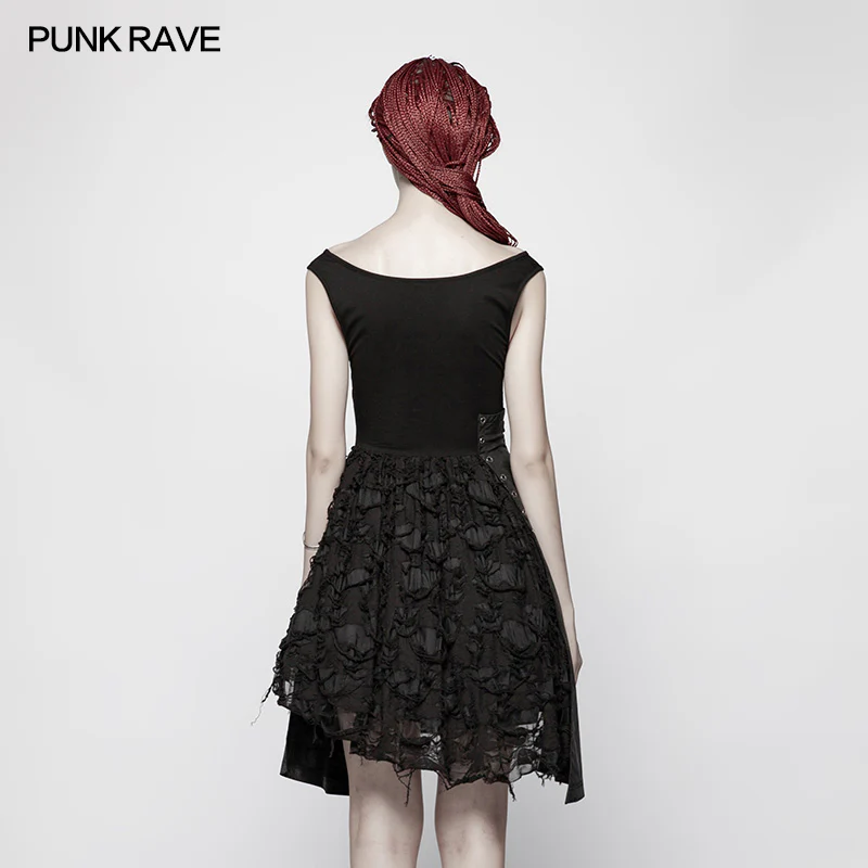 Punk Stretch Knitting Deep V Asymmetrical Dress - Image 3