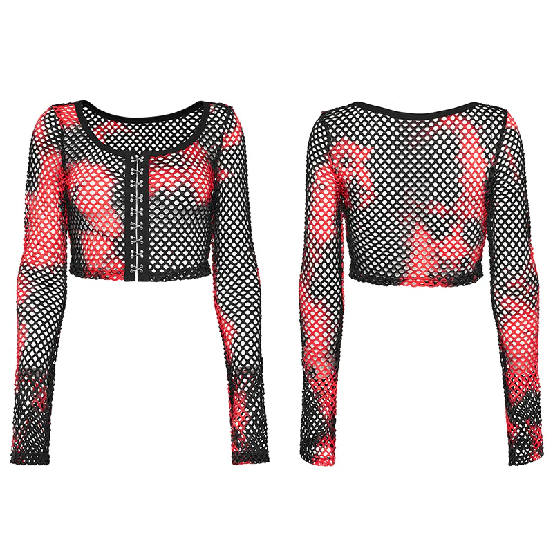 PUNK Tie-Dyed Mesh Long Sleeve T-shirt - Image 15