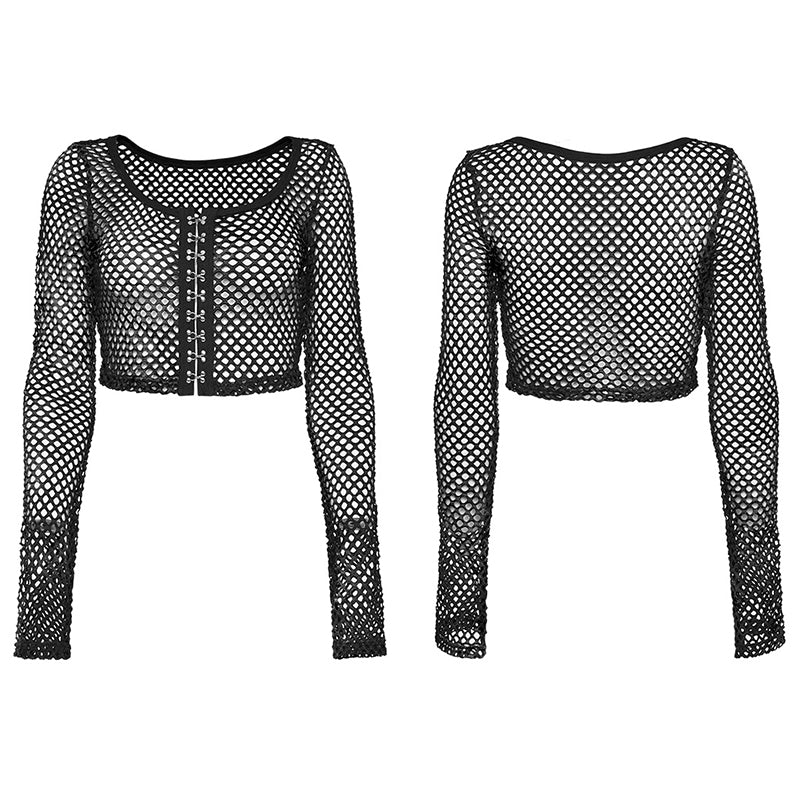 PUNK Tie-Dyed Mesh Long Sleeve T-shirt - Image 4