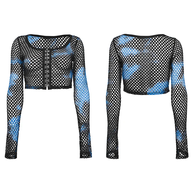 PUNK Tie-Dyed Mesh Long Sleeve T-shirt - Image 6