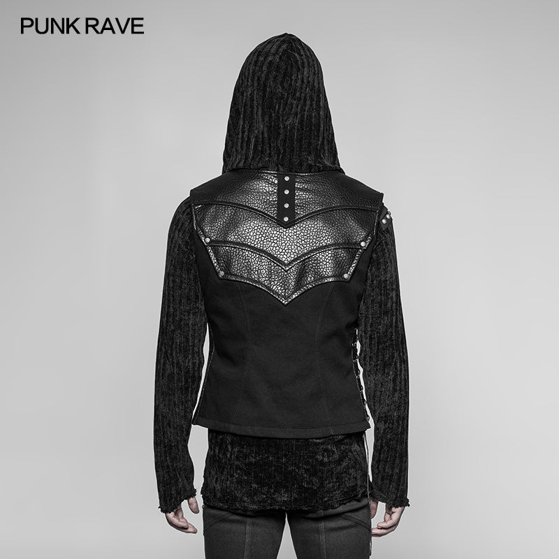 Punk Warrior Leather Stitching Personality Chest Protector Vest - Image 3