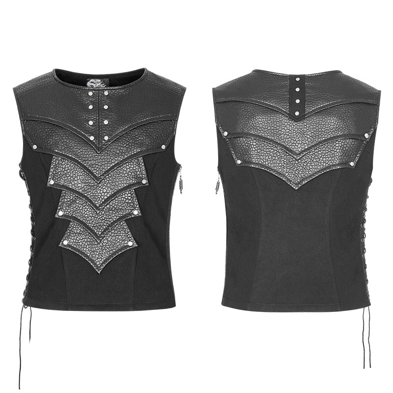 Punk Warrior Leather Stitching Personality Chest Protector Vest - Image 4