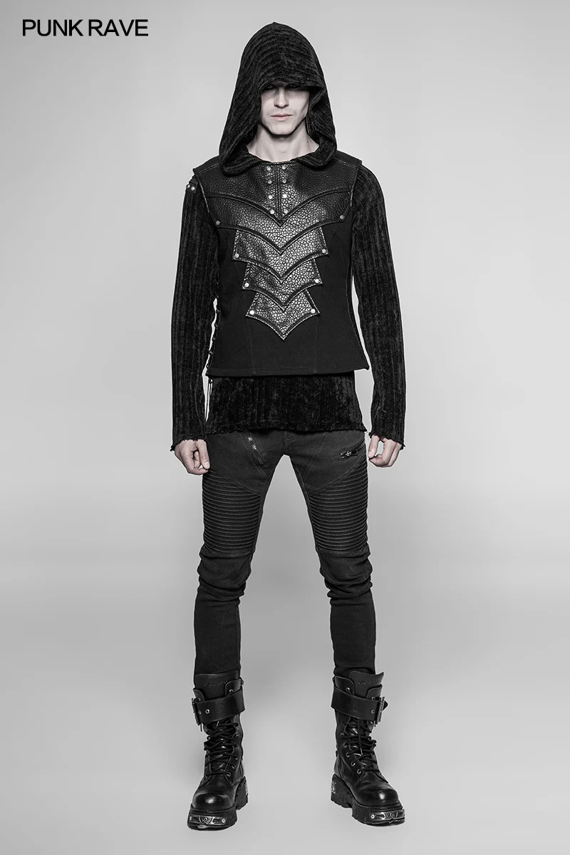 Punk Warrior Leather Stitching Personality Chest Protector Vest - Image 6