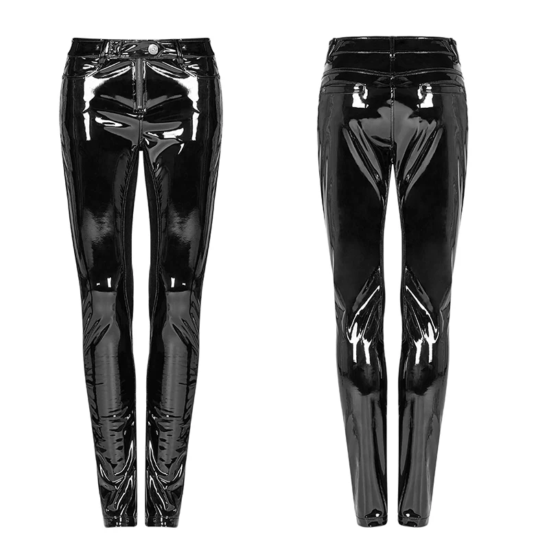 PUNK Winter Patent Velvet Leather Pants - Image 4