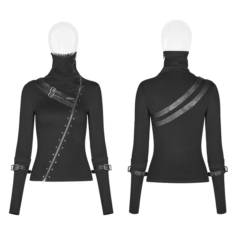 Punk Women Turtleneck Metal Long Sleeve T-shirt - Image 4