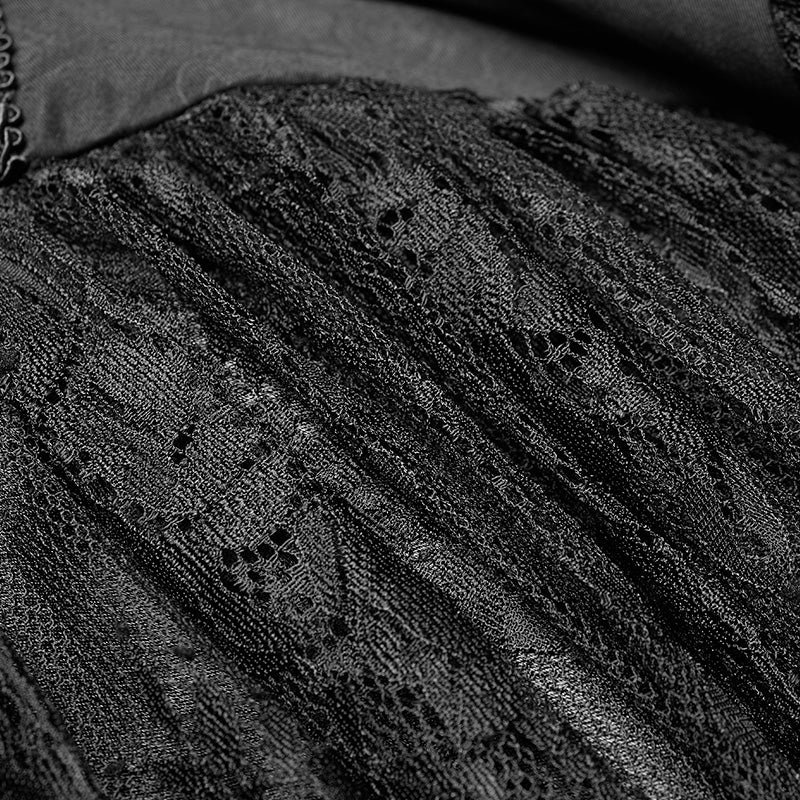 Retro And Elegant Dark Gothic Off Shoulder Victoria Long Lace Dress - Image 5