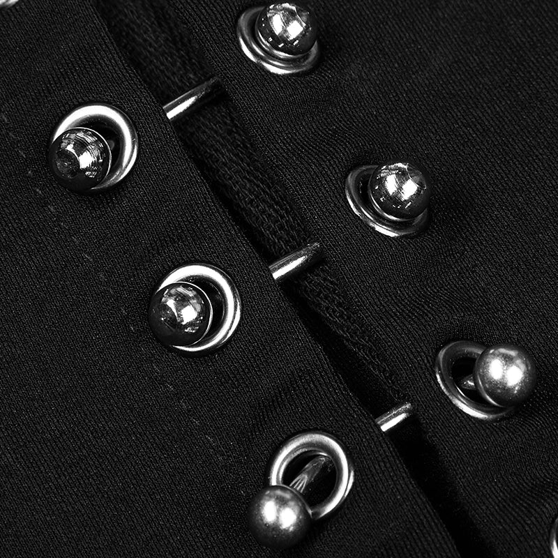 Semi High Neck Tops Sleeveless Punk Vest Back With Zipper - Image 5