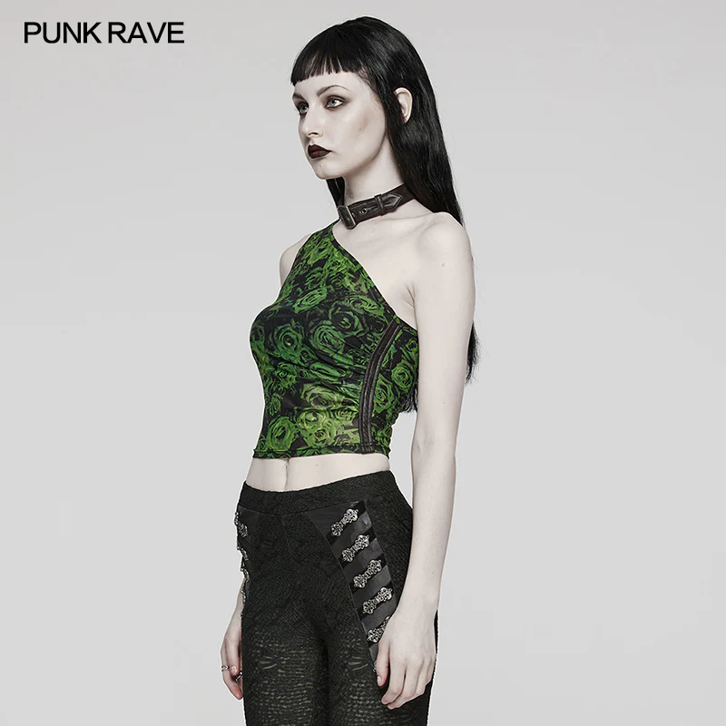 Sexy  Asymmetric off shoulder mesh printed top - Image 2