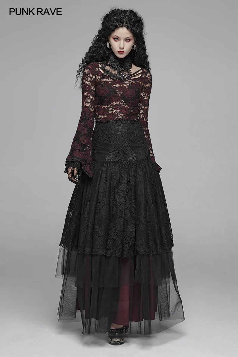 Sexy Perspective Lace Gothic T-shirt For Women - Image 12
