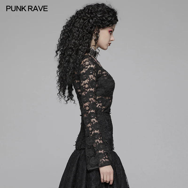 Sexy Perspective Lace Gothic T-shirt For Women - Image 2