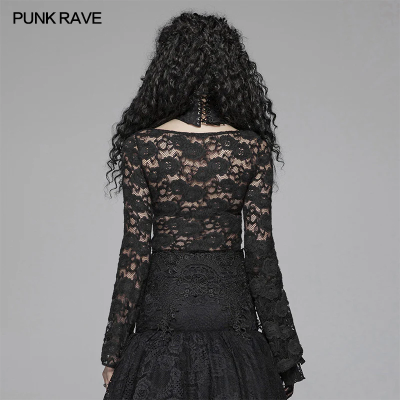 Sexy Perspective Lace Gothic T-shirt For Women - Image 3