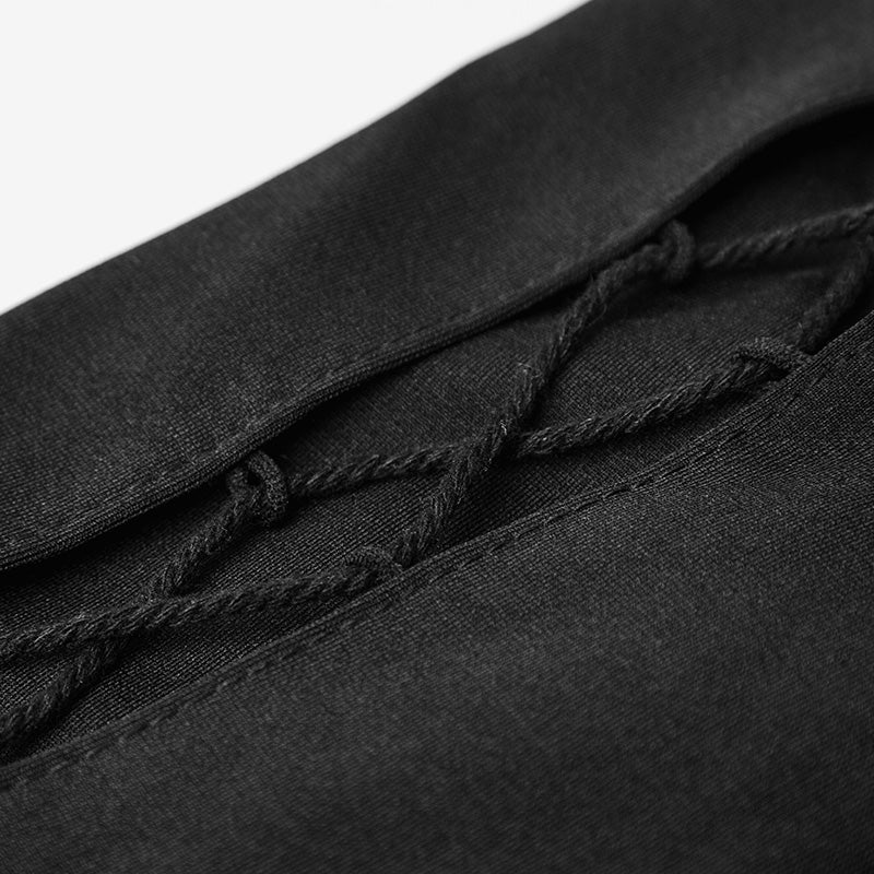 Sexy V Collar Tight Hip Gothic Dress With Flare Sleeve Roping Design - Image 2