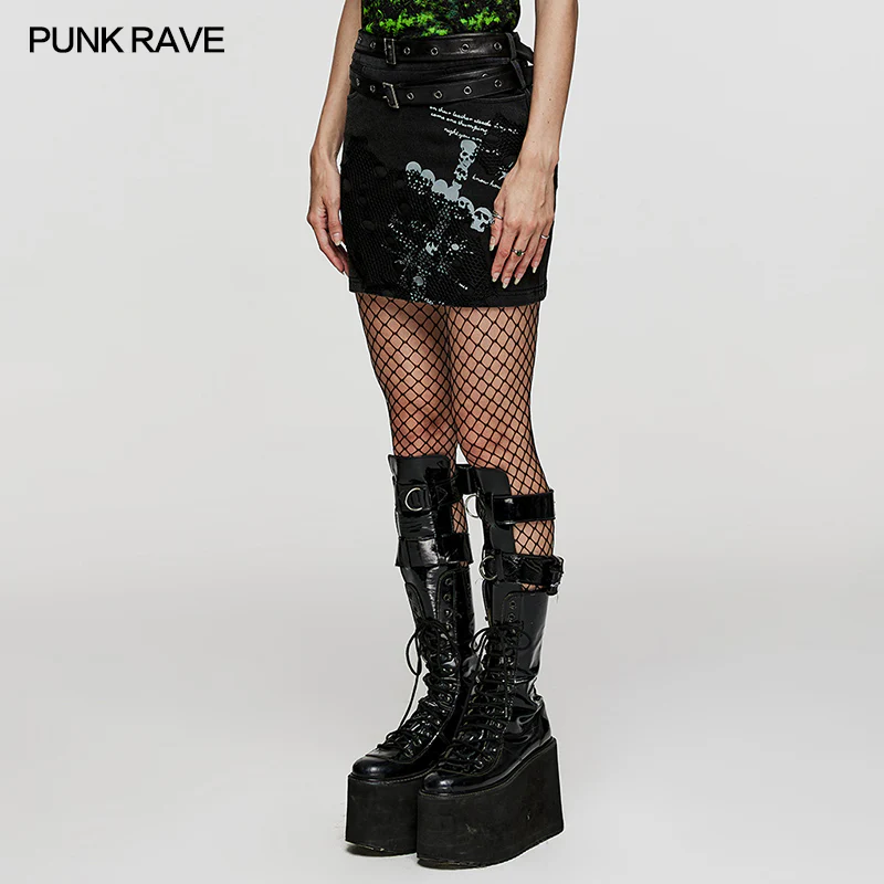 Skull cross printing skirt - Image 2