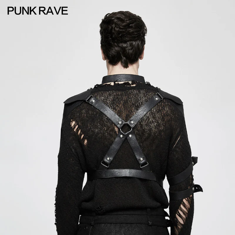 Starched Black Punk Accessories Straps With Detachable Leather Loop - Image 3