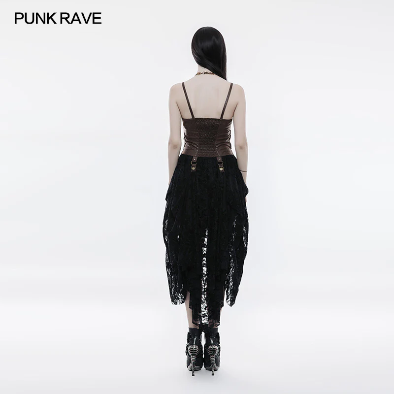 Steampunk Adjustable Four-Button Design Lace Dress For Women - Image 8