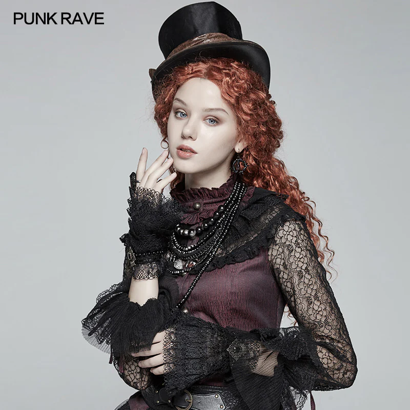 Steampunk Bronze Pattern Buckle Lace Glove - Image 6