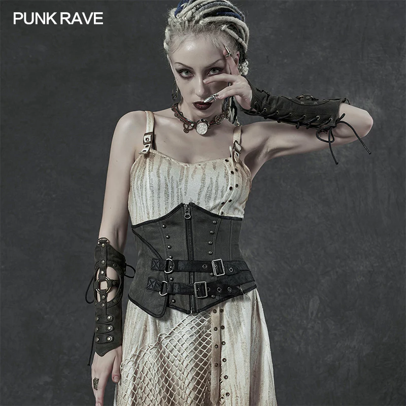 Steampunk Imitation Crocodile PU Gloves - Image 3
