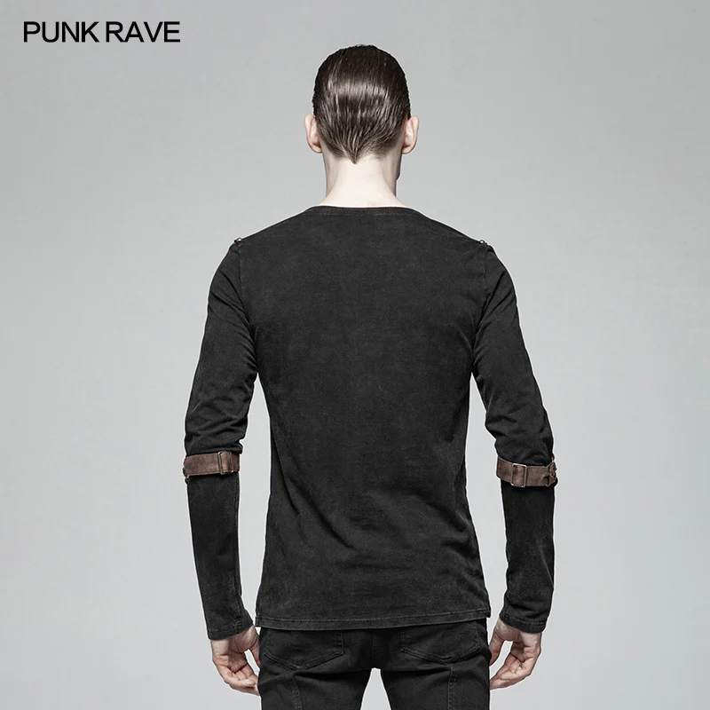 Steampunk Lace-up Neckline Long Sleeve T Shirt - Image 9