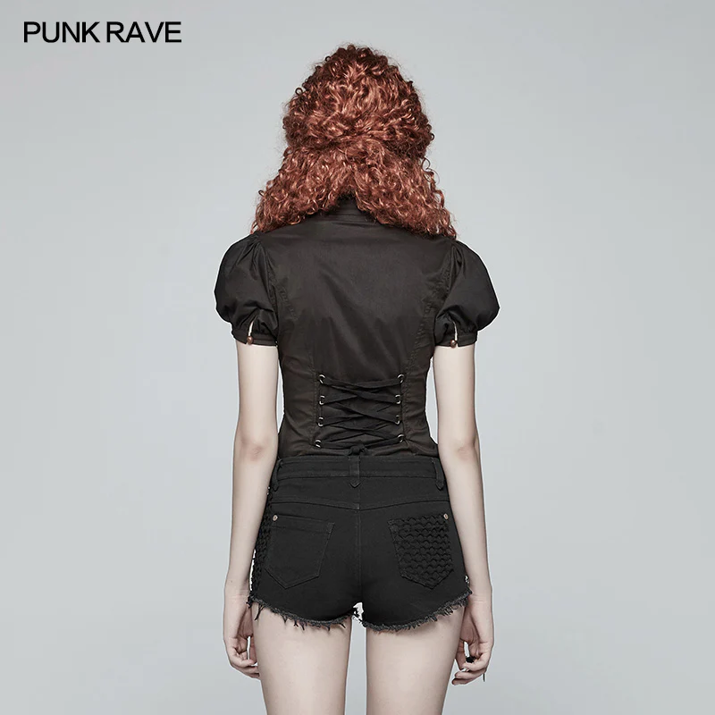 Steampunk Puff Sleeve Shirt Short-sleeved Blouse - Image 3