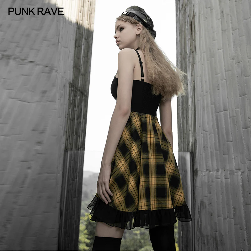 Stitched plaid braces skirt - Image 7
