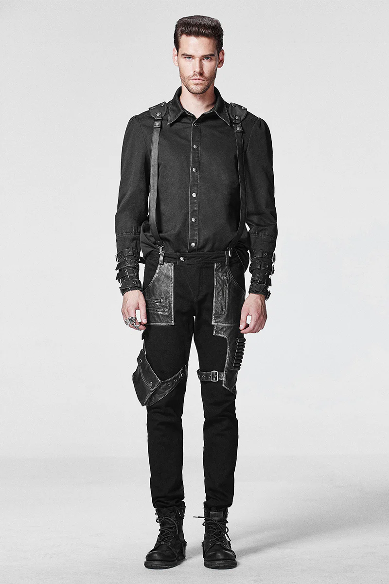 Stock Items Black Punk Pants For Men - Image 6