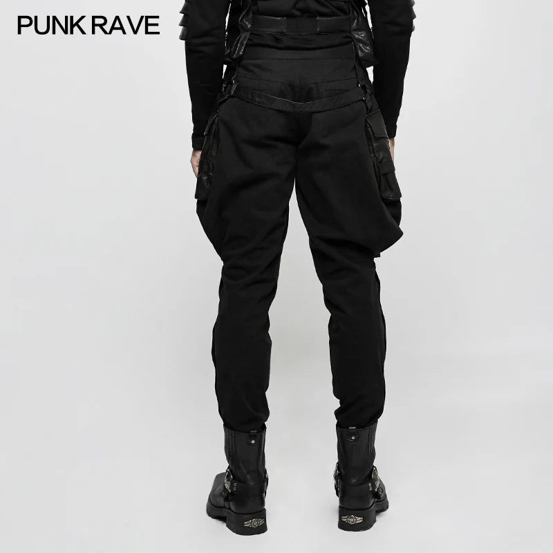 Stretch Woven Punk Pants Riding Breeches With Stereo Pockets - Image 3
