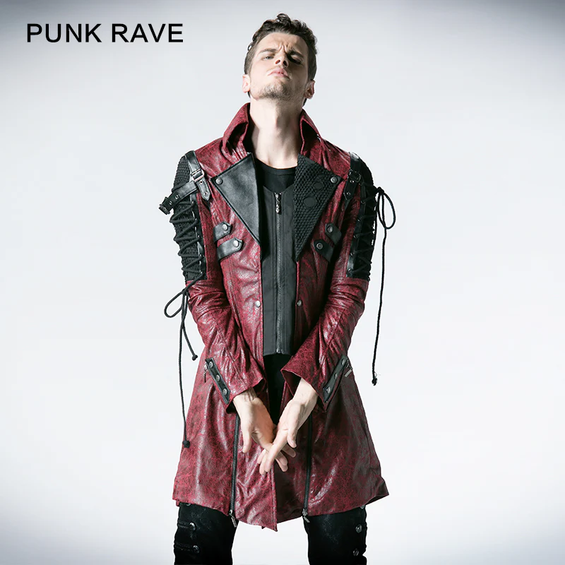 Studded Special Hot Fit Leather Long Gothic Coat - Image 3