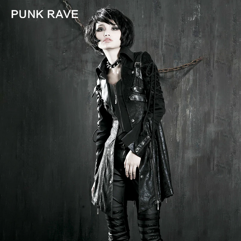 Studded Special Hot Fit Leather Long Gothic Coat - Image 5