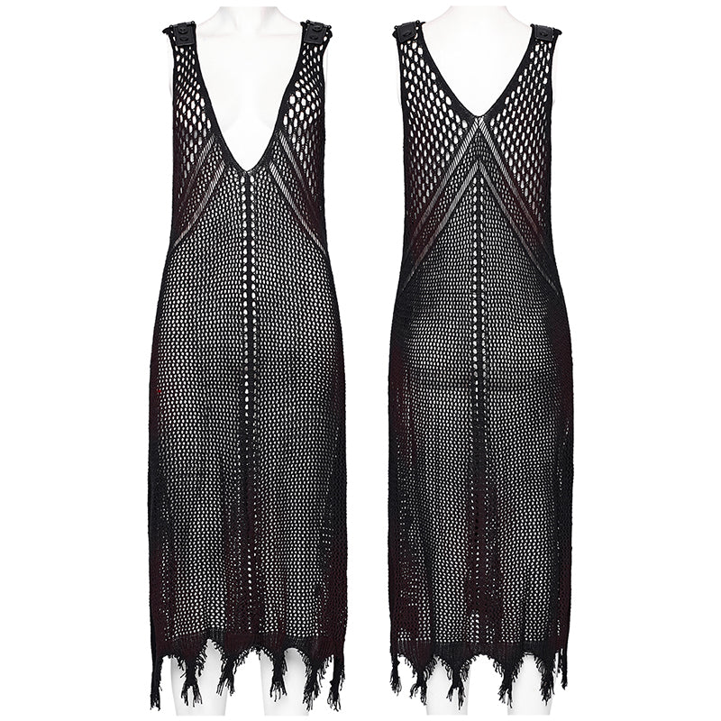 The Post-apocalyptic Techwear Style Knitted Hollow out Dress - Image 4