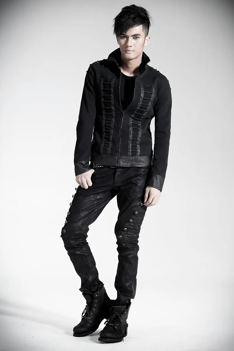 Top Sale Push Up Jean Punk Pants With Rivet Side Decorated - Image 12
