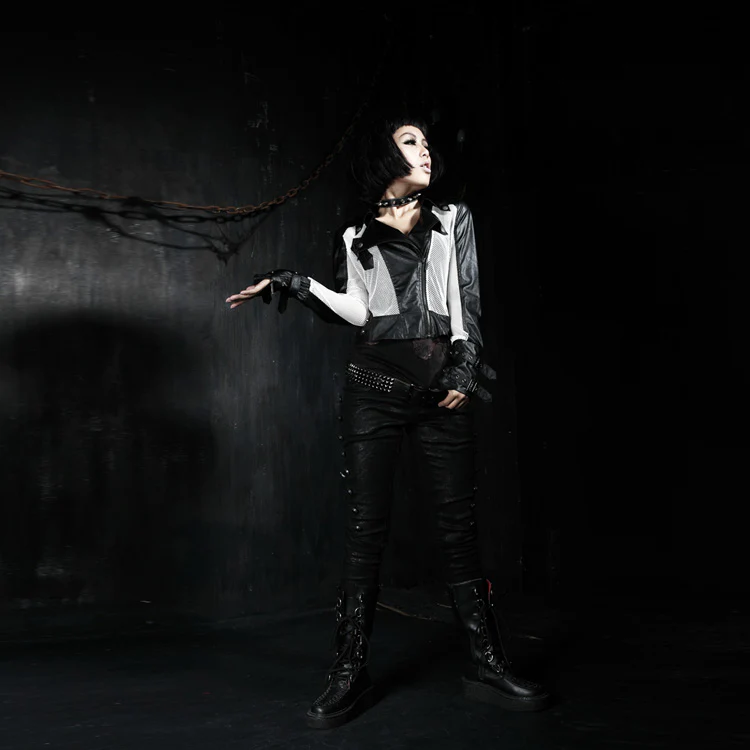 Top Sale Push Up Jean Punk Pants With Rivet Side Decorated - Image 6